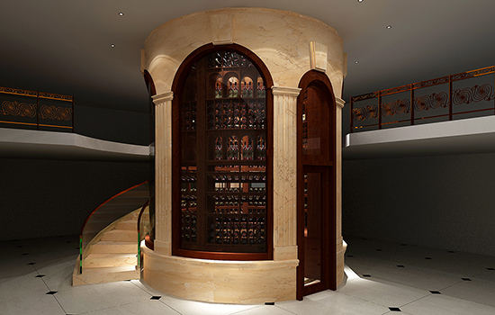 山东烟台楼梯下酒柜酒窖空调工程设计效果图片